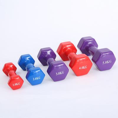 Colors Options Compatible Rubber Dumbbell Anti-Slip  Hex Shape Weight Lifting Hex Dumbbell