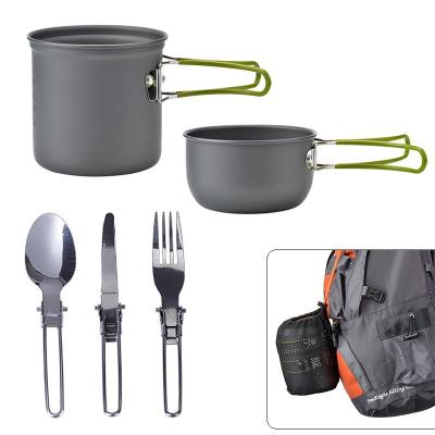 Hiking Picnic Camping Cooking Pot Pan Fork Spoon Camping Equipment