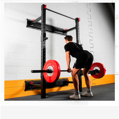 Foldable Wall Pull-Up Weight Lifting Rack Bench Press Training Rack with Safety Arm